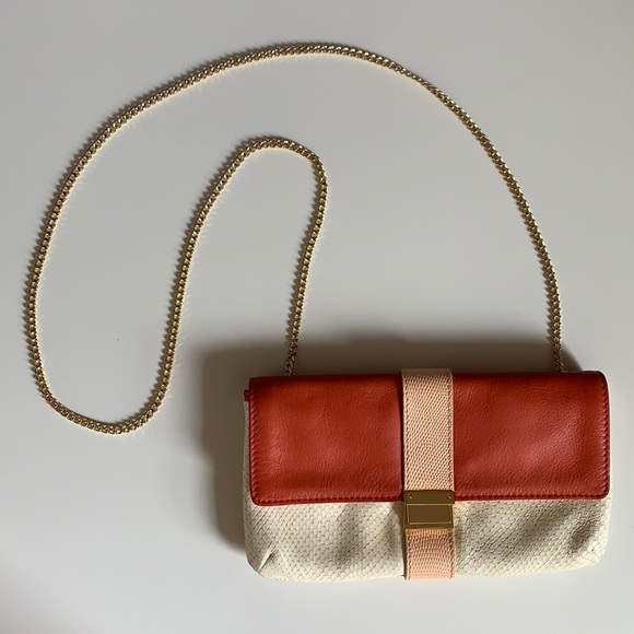 Club Monaco Handbags - Club Monaco Orange/Cream Leather Purse